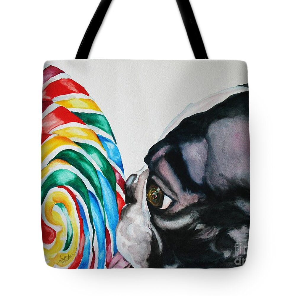 Lollipop Tote Bag featuring the painting Lolli Pup by Susan Herber