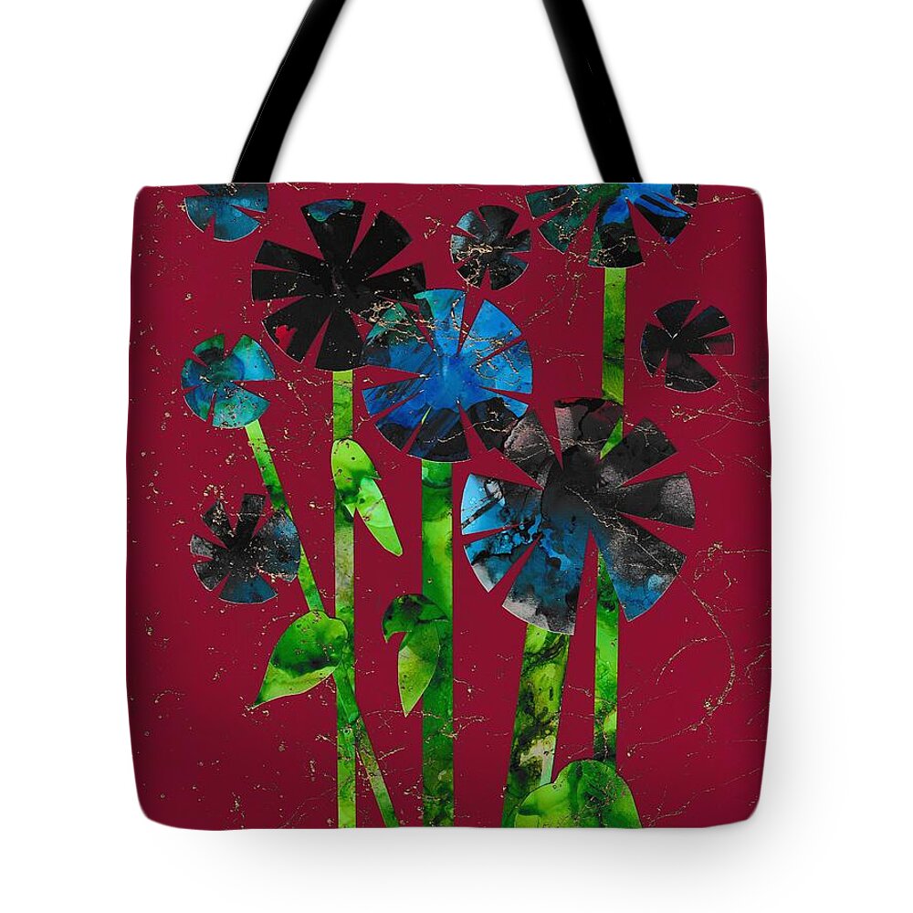 Painting Tote Bag featuring the painting Lollipop Flowers by Louise Adams