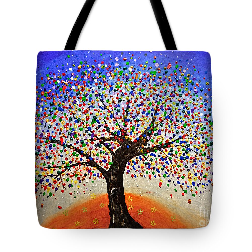 Painting Tote Bag featuring the painting Lollipop Spring Abstract by Nikki Menner by Kaye Menner