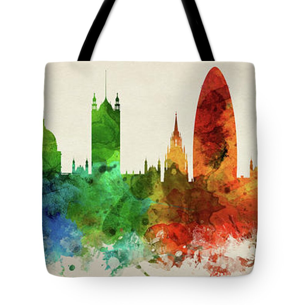 London Tote Bag featuring the digital art London England Skyline Panorama GBLO-PA02 by Aged Pixel