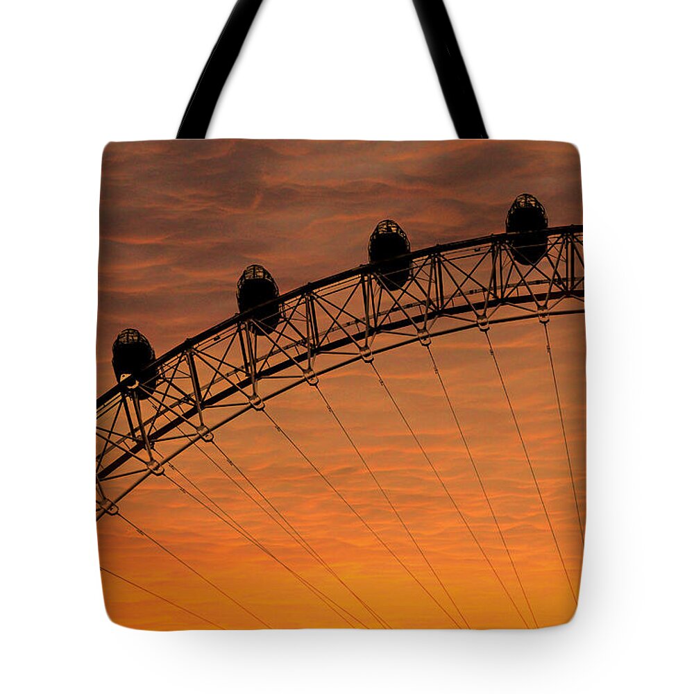 Landscape Tote Bag featuring the photograph London Eye Sunset by Martin Newman