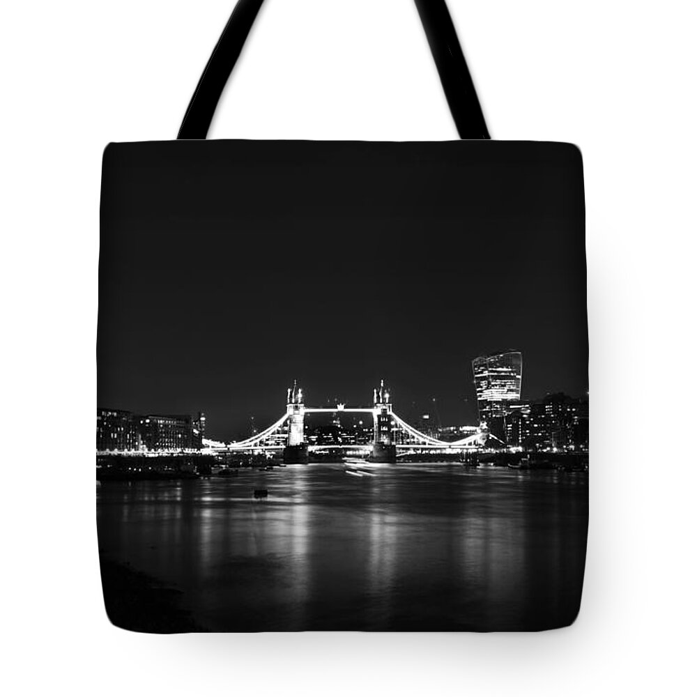 Tower Bridge Tote Bag featuring the photograph London Night View by Mark Rogan