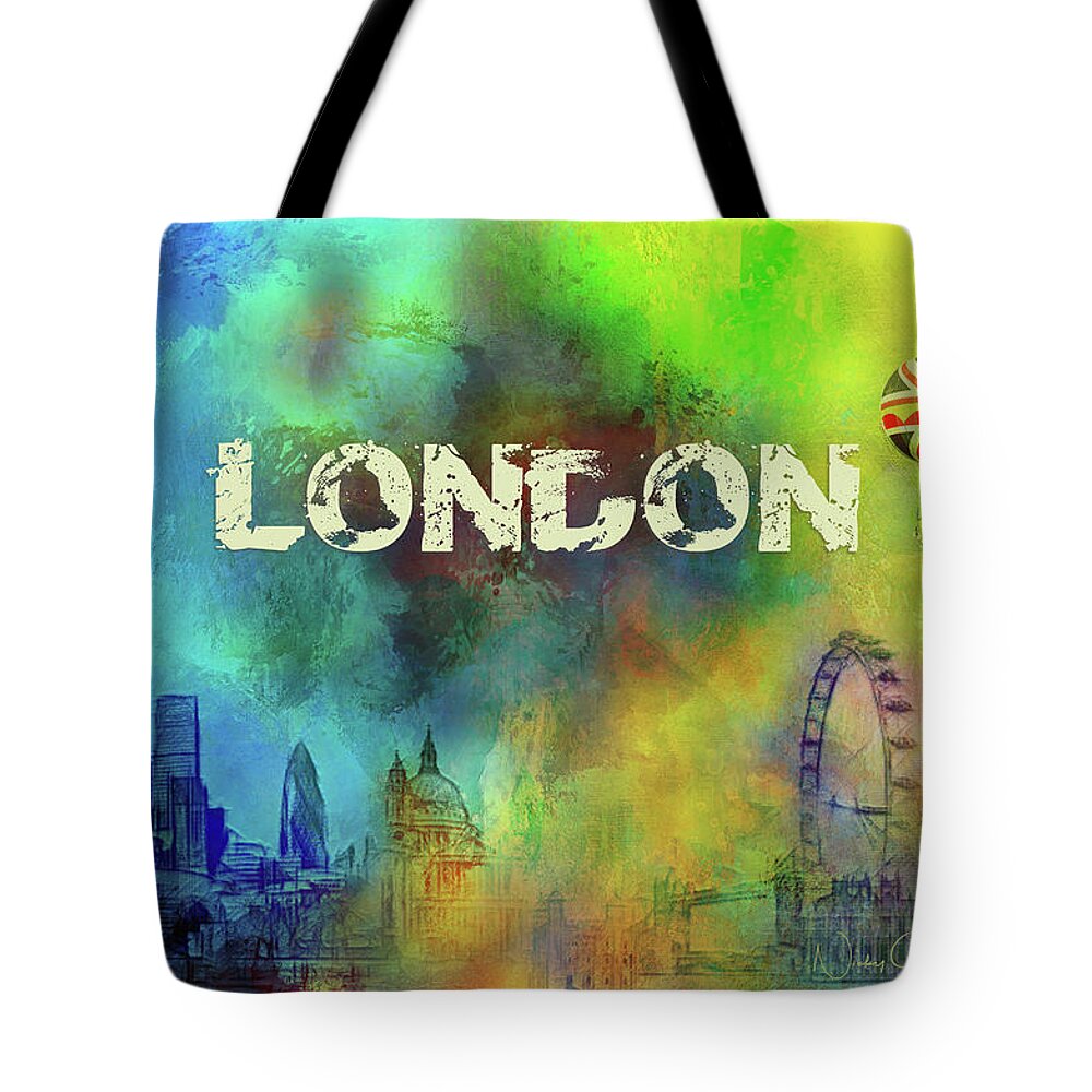 London-skyline Tote Bag featuring the digital art London - Skyline by Nicky Jameson