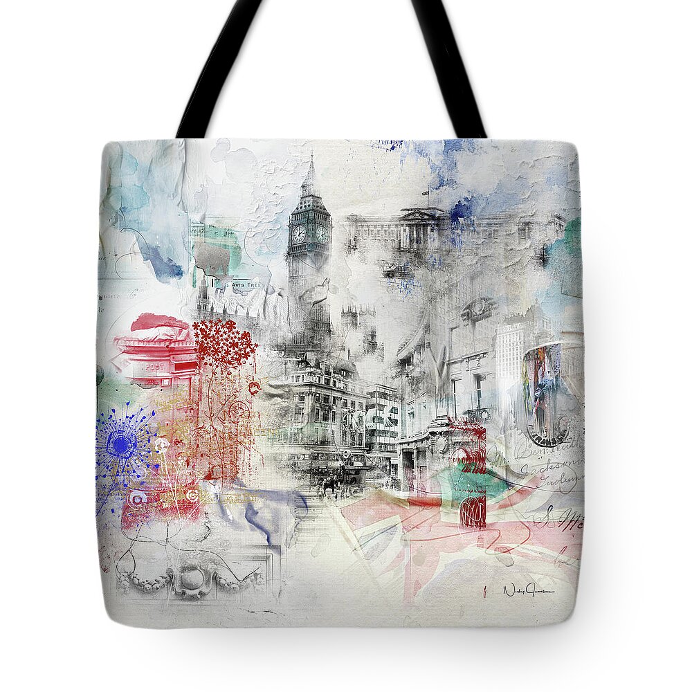 London Tote Bag featuring the digital art London Study by Nicky Jameson