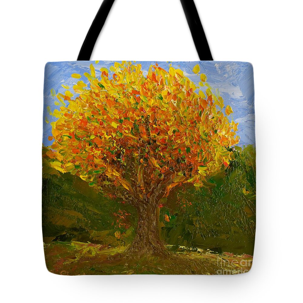  Tote Bag featuring the painting Lone Autumn Tree by Barrie Stark