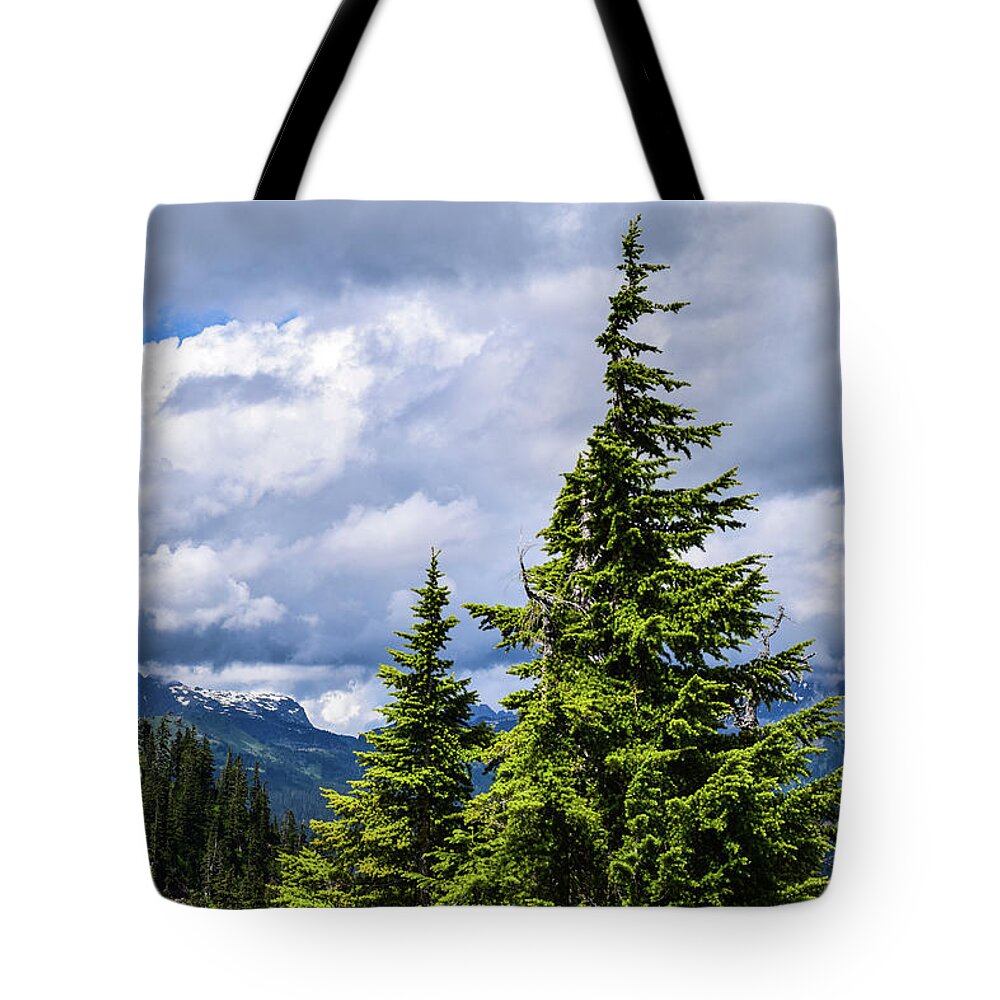 Mt. Baker Tote Bag featuring the photograph Lone Fir with Clouds by Tom Cochran