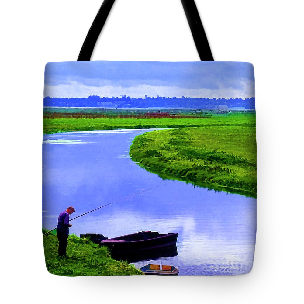Rural France Tote Bag featuring the photograph Lone Fisher by Rick Bragan