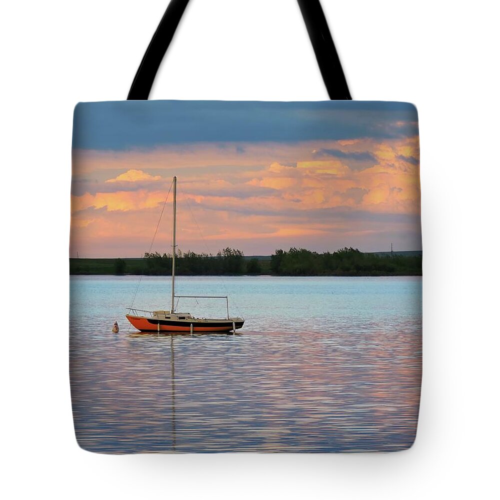 Sailboat Tote Bag featuring the photograph Lone Sailboat by Connor Beekman