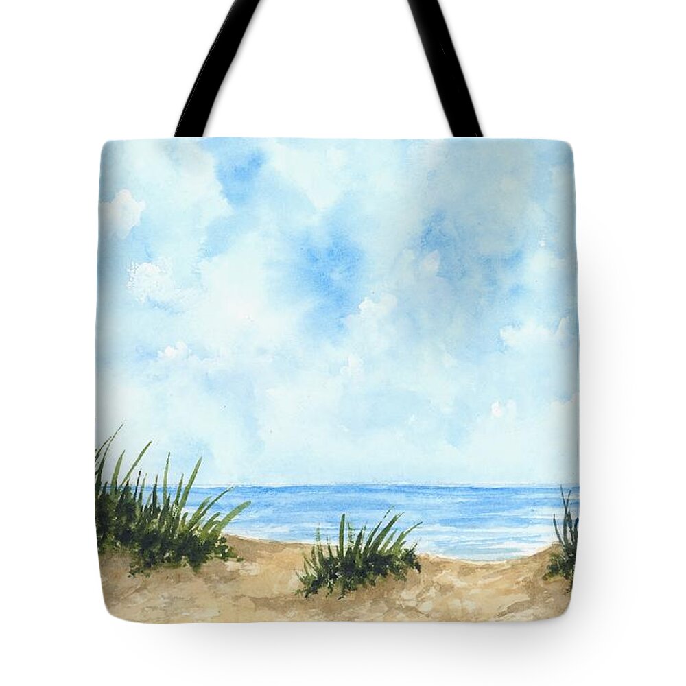Beach Tote Bag featuring the painting Lonely Beach by Michael Vigliotti