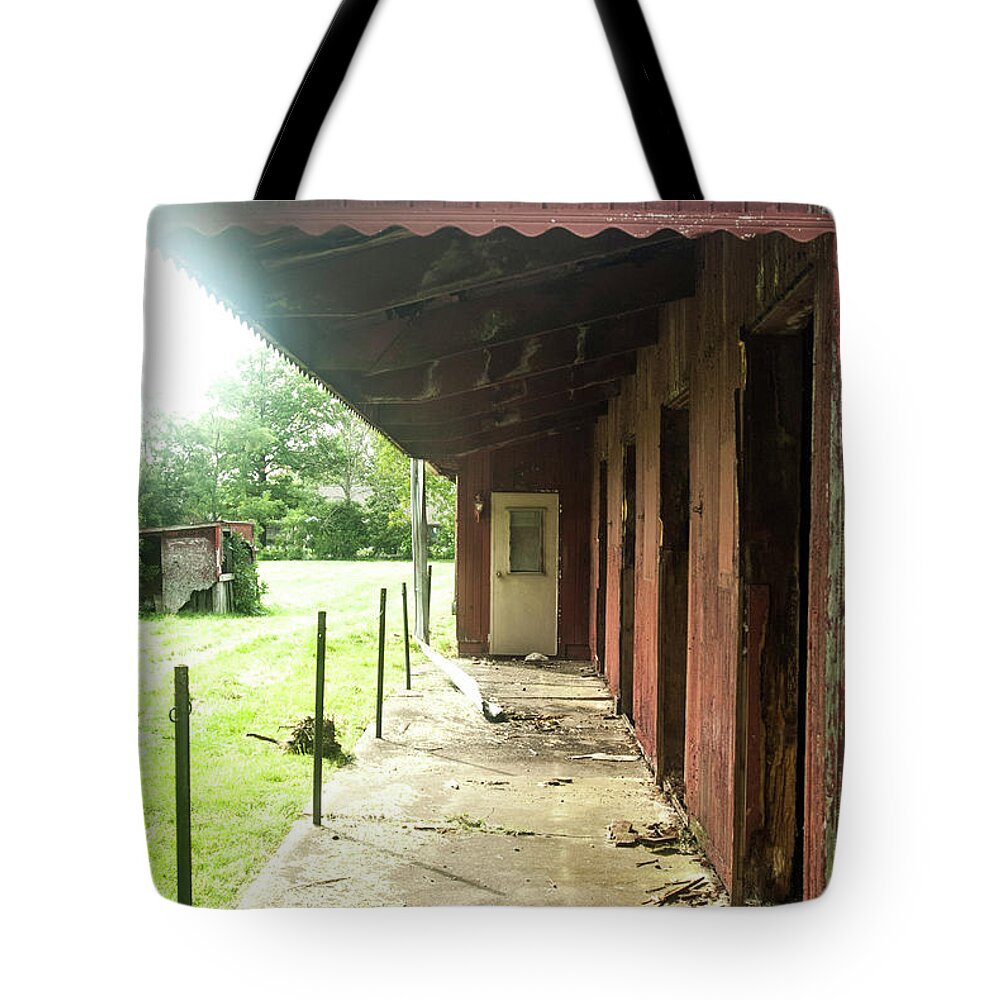  Tote Bag featuring the photograph Lonely Stables by Melissa Newcomb