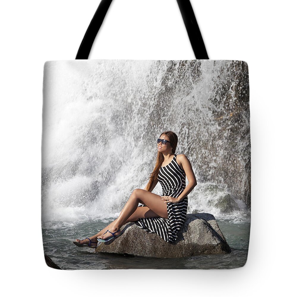 Girl Tote Bag featuring the photograph Long Leg Lady by Ramunas Bruzas