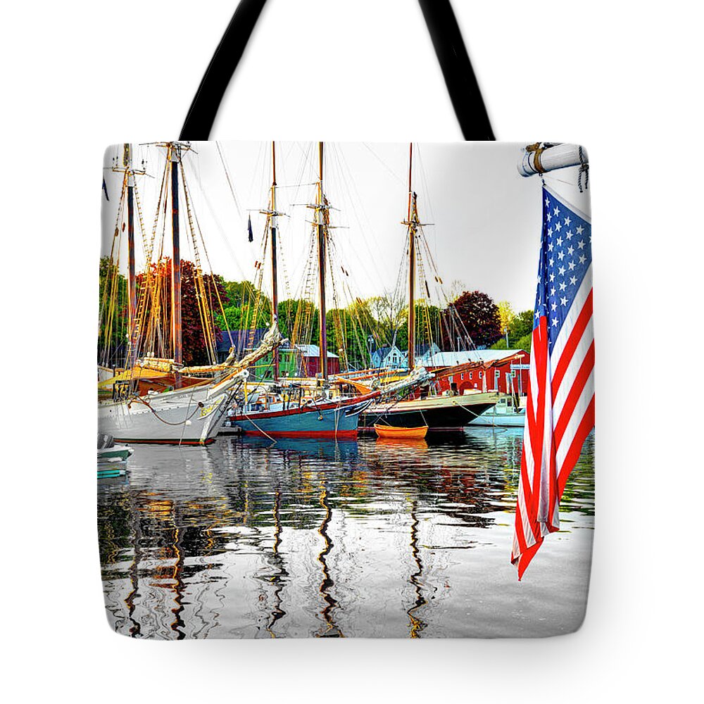 Winjammers Tote Bag featuring the photograph Long May She Wave by Jeff Cooper