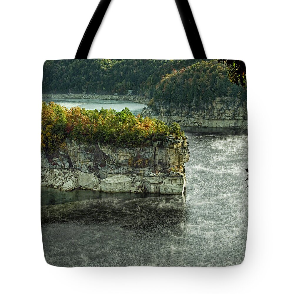 Long Point Tote Bag featuring the photograph Long Point Clff by Mark Allen
