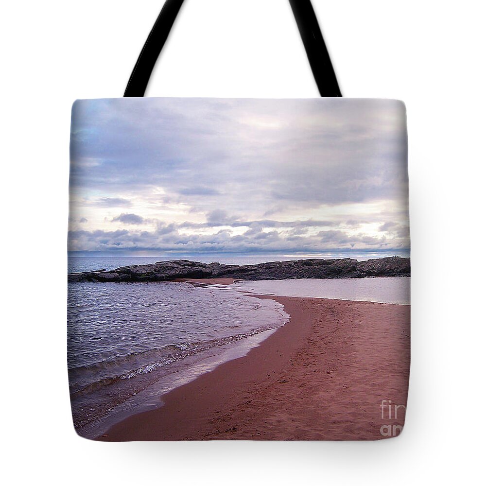 Lake Superior Tote Bag featuring the photograph Long Rock In Lake Superior by Phil Perkins