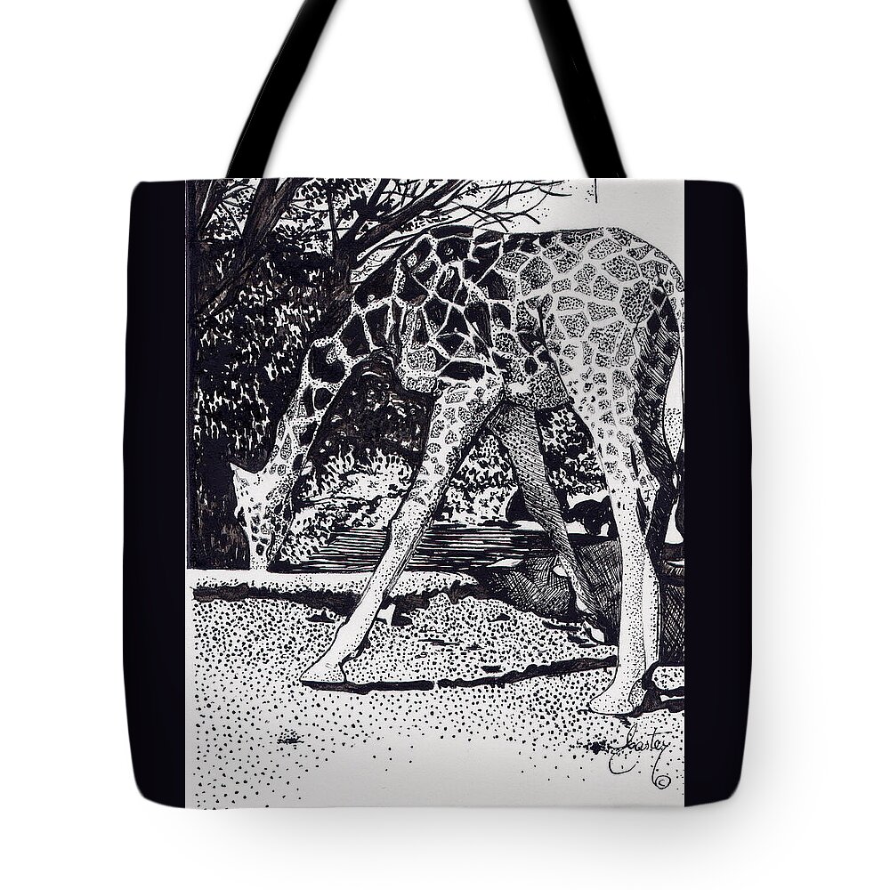 Pen And Ink Tote Bag featuring the drawing Long Way Down by Daniela Easter