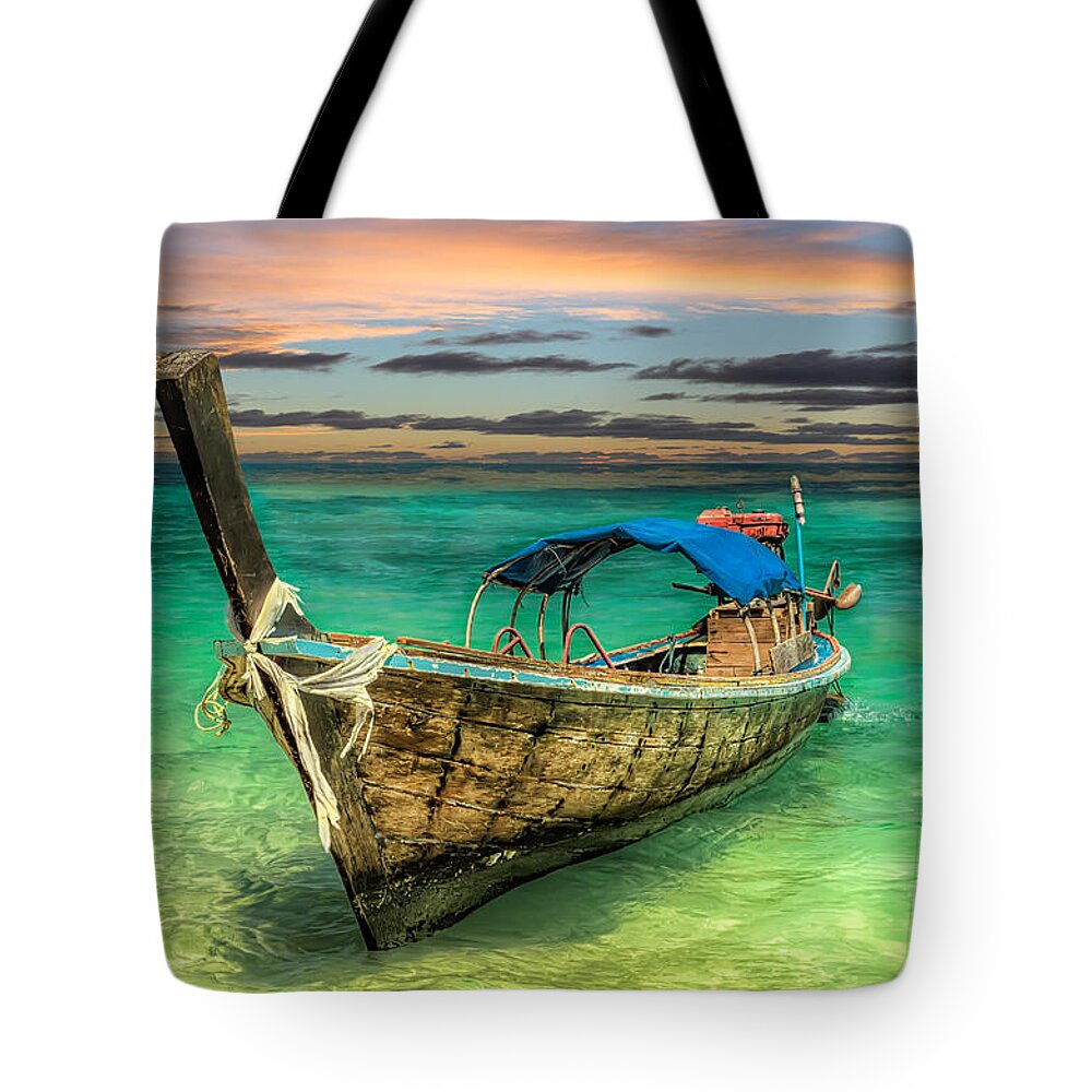 Koh Lanta Tote Bag featuring the photograph Longboat Sunset by Adrian Evans