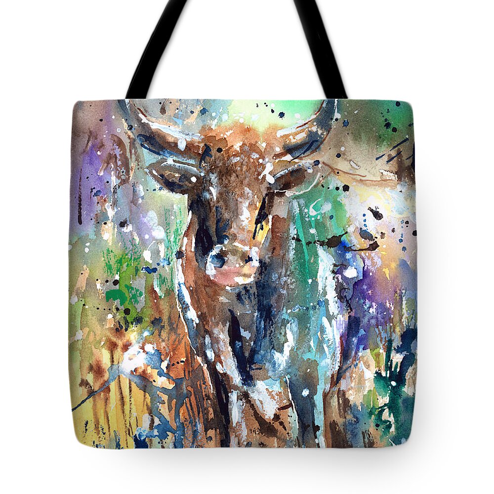 Animal Tote Bag featuring the painting Longhorn Steer by Arline Wagner
