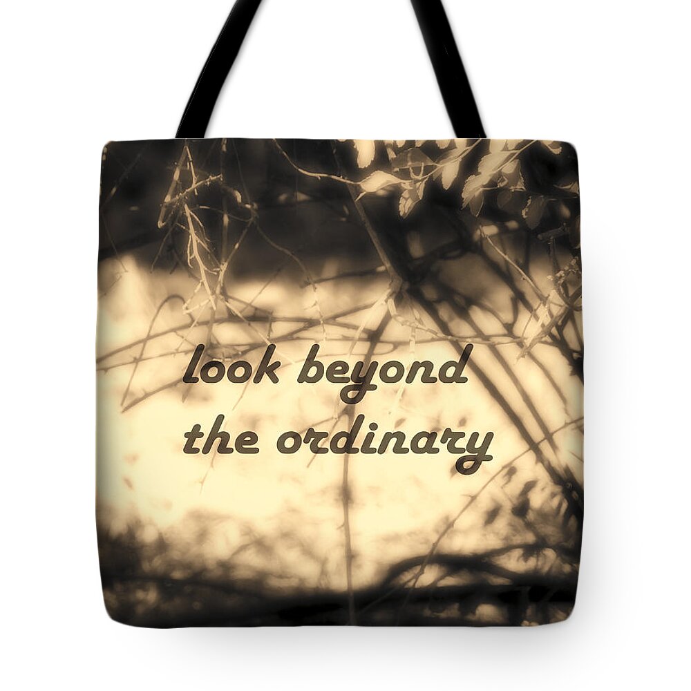 Quote Tote Bag featuring the photograph Look Beyond by Ann Powell