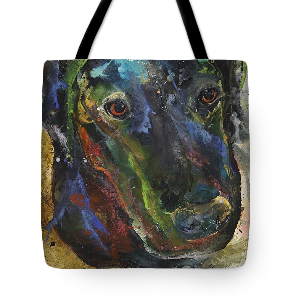 Dogs Tote Bag featuring the painting Look Up by Kasha Ritter