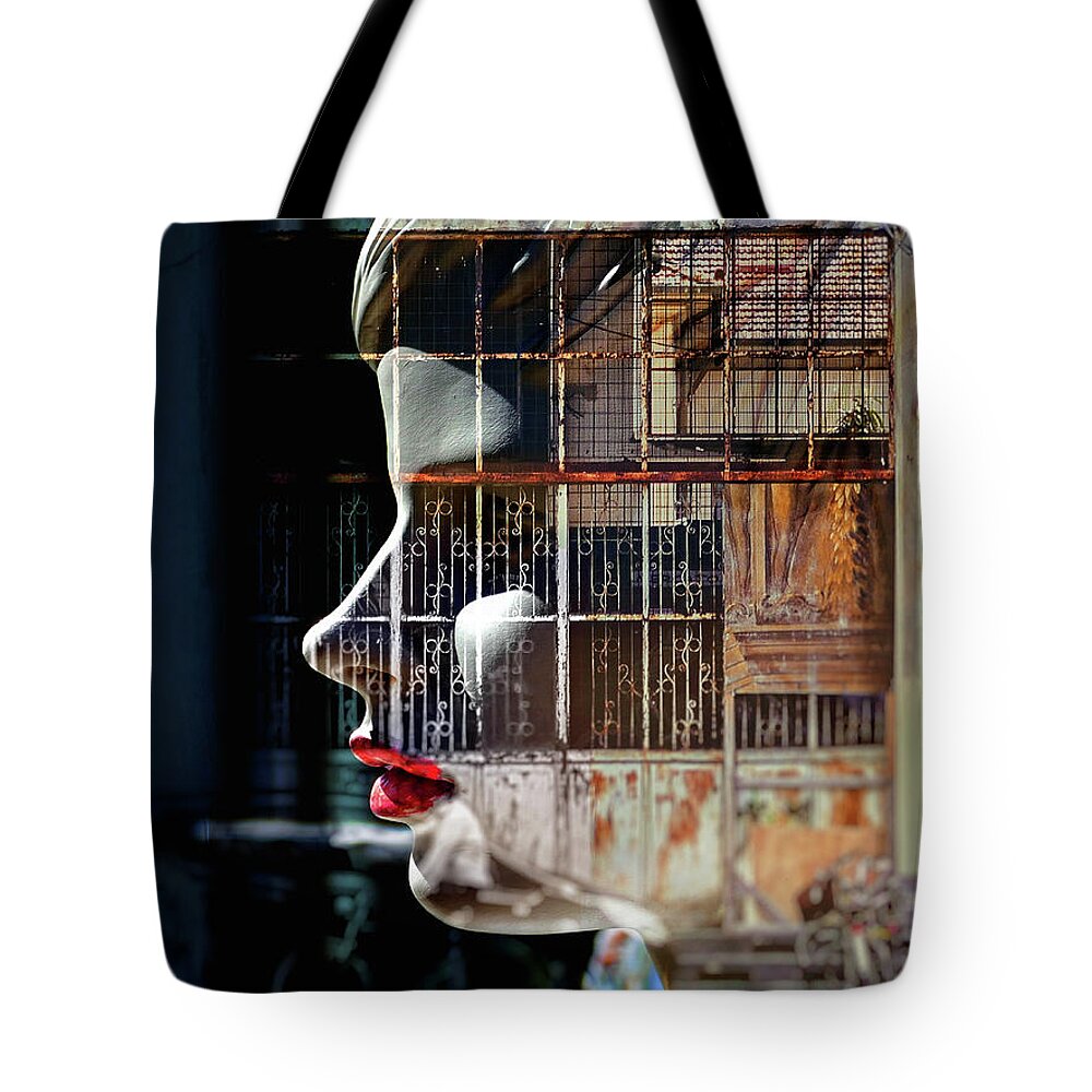 Building Tote Bag featuring the photograph Looking at the old building by Gabi Hampe