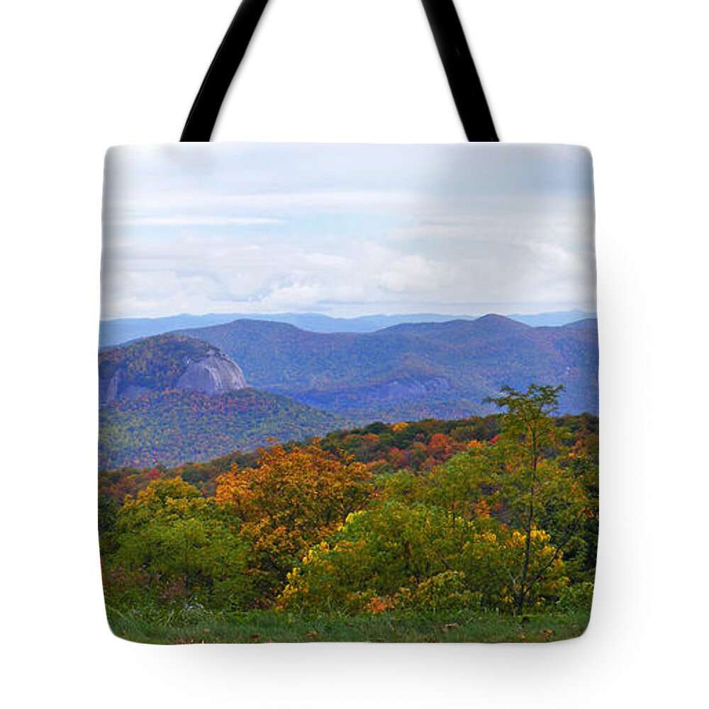 Duane Mccullough Tote Bag featuring the photograph Looking Glass Rock in the Fall by Duane McCullough