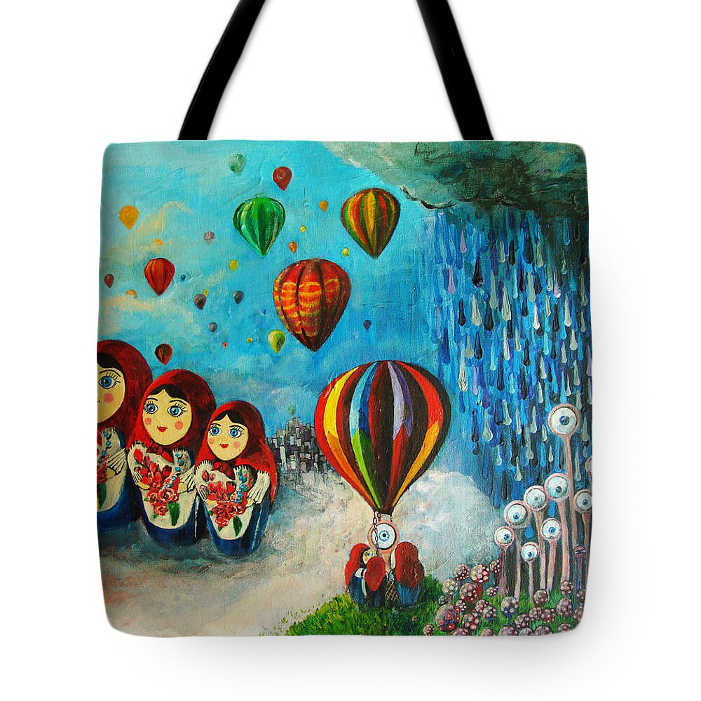 Surreal Tote Bag featuring the painting Looking Into The Unknown by Mindy Huntress
