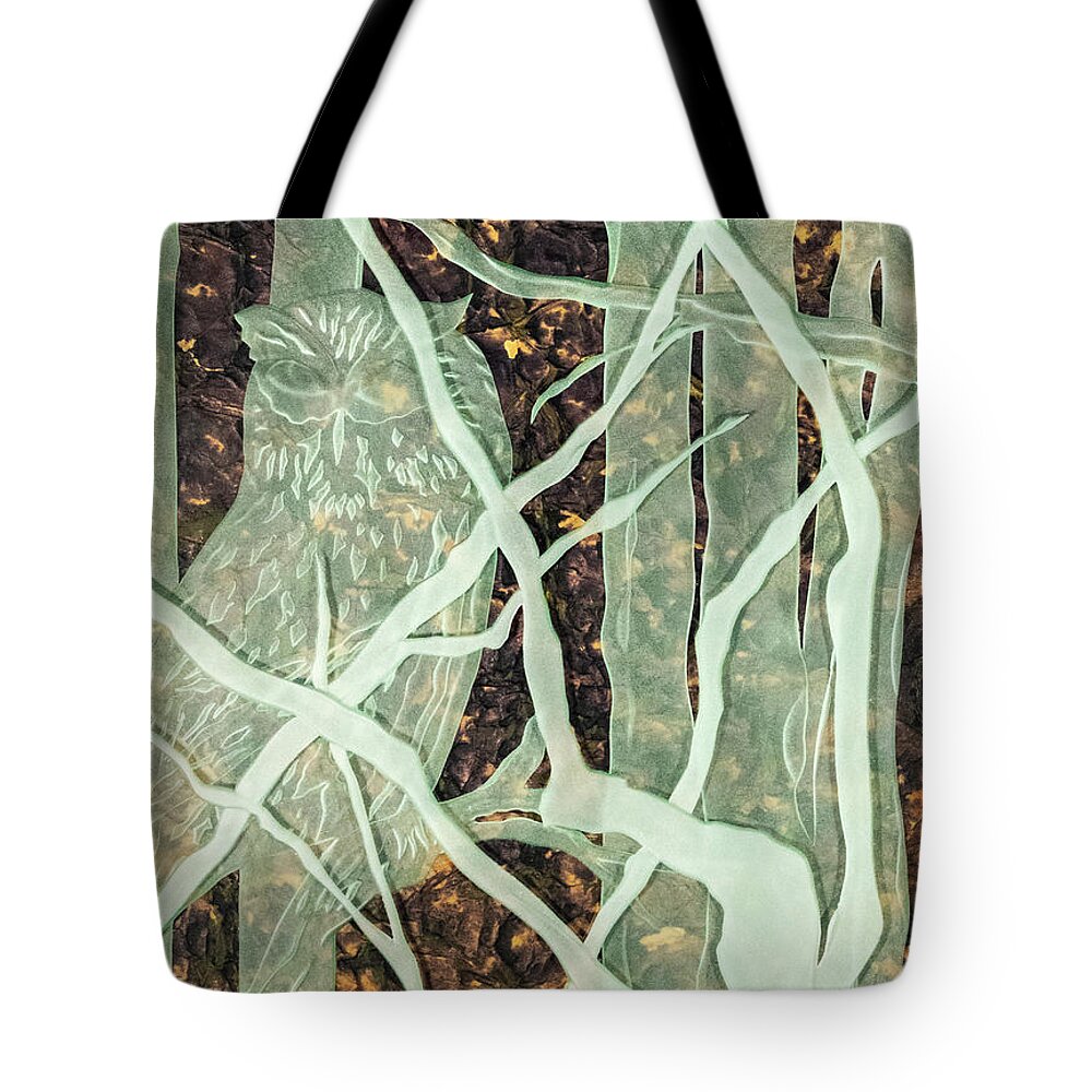 Etched Glass Tote Bag featuring the glass art Looking Out by Alone Larsen
