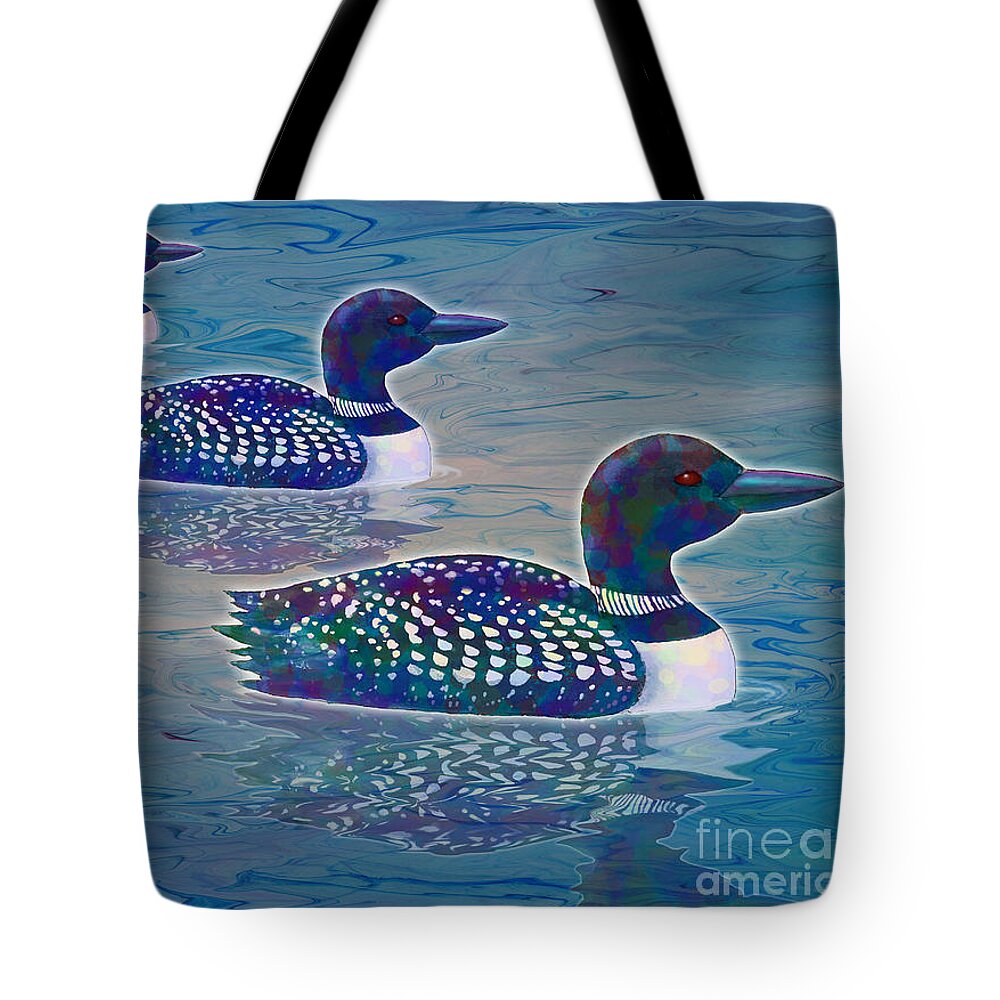 Loon Lagoon Tote Bag featuring the painting Loon Lagoon by Teresa Ascone