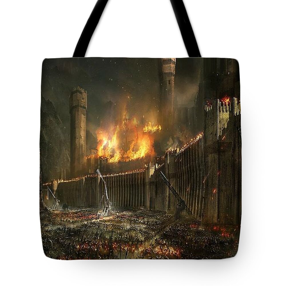 Lord Of The Rings Tote Bag featuring the digital art Lord of the Rings by Maye Loeser
