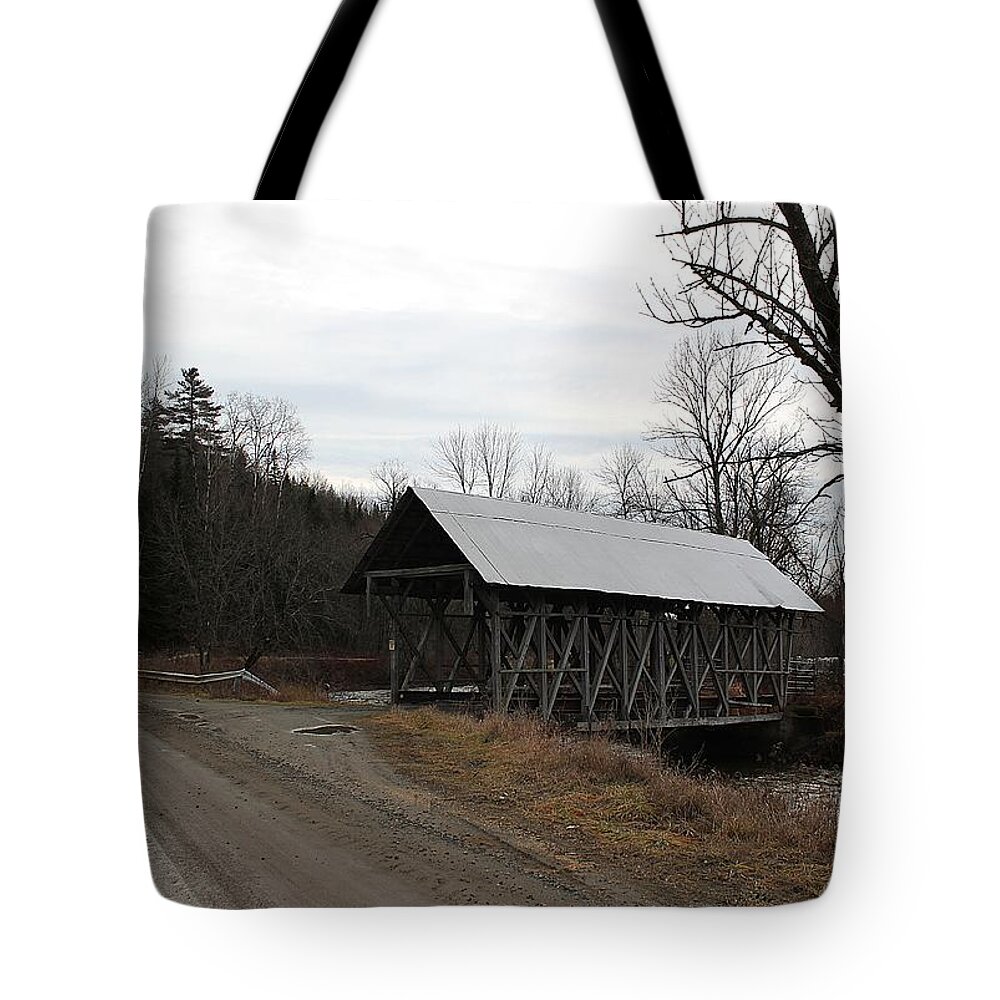 Vermont Tote Bag featuring the photograph Lord's Creek Covered Bridge by Wayne Toutaint