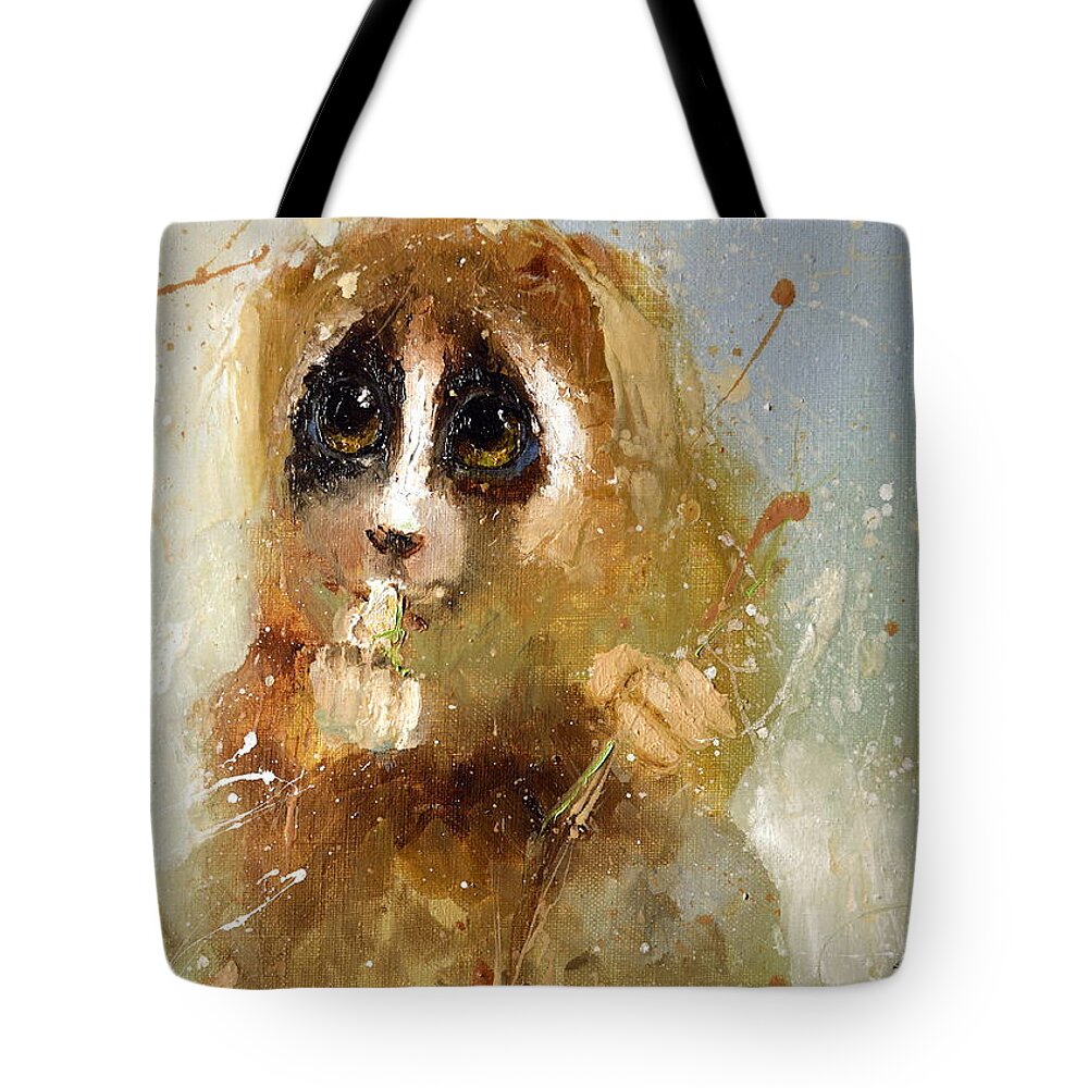 Russian Artists New Wave Tote Bag featuring the painting Lori Eyes by Igor Medvedev
