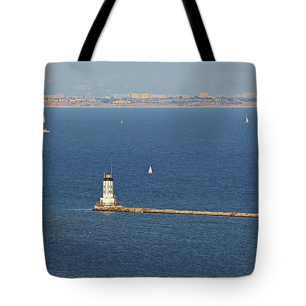 Los Angeles Harbor Lighthouse Tote Bag featuring the photograph Los Angeles Harbor Light - Angel's Gate - California by Alexandra Till