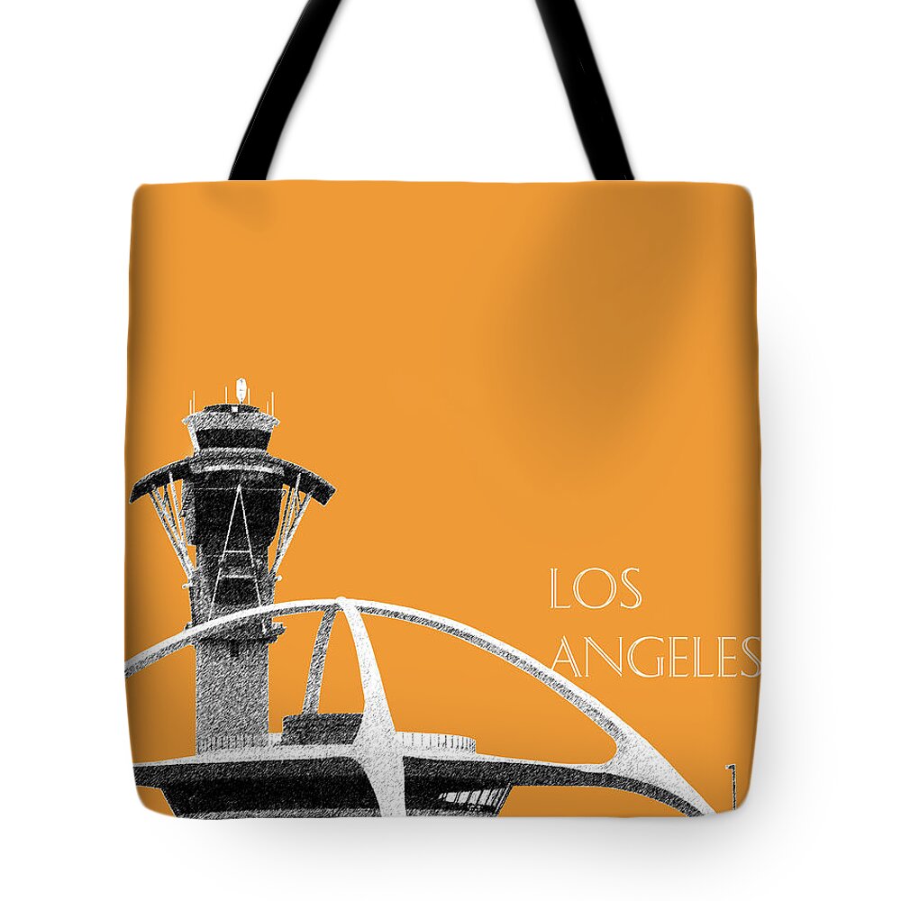 Architecture Tote Bag featuring the digital art Los Angeles Skyline LAX Spider - Orange by DB Artist