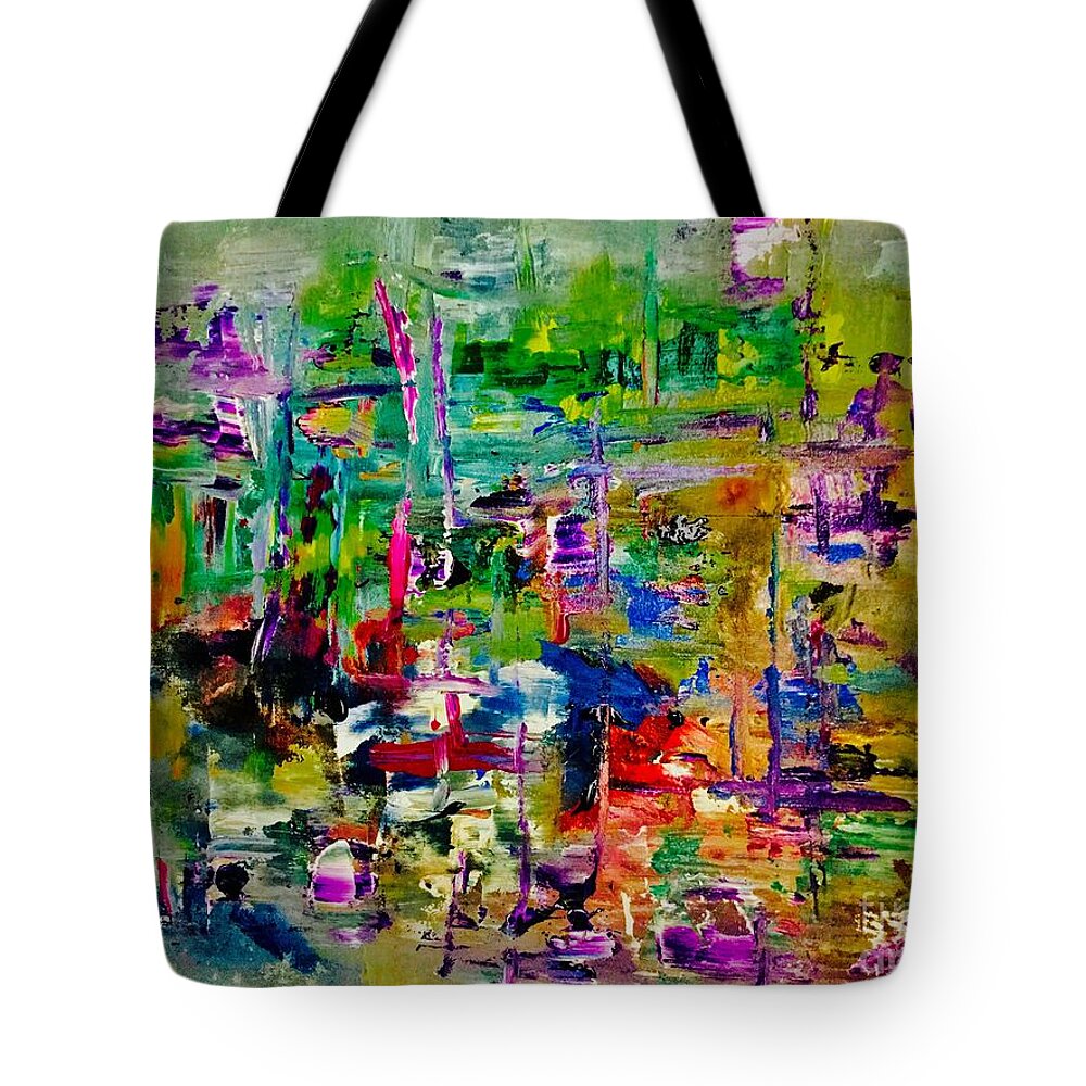 Abstract Tote Bag featuring the painting Lost Connection by Elle Justine