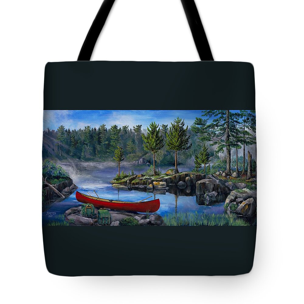 Landscape Tote Bag featuring the painting Lost in the Boundary Waters by Joe Baltich
