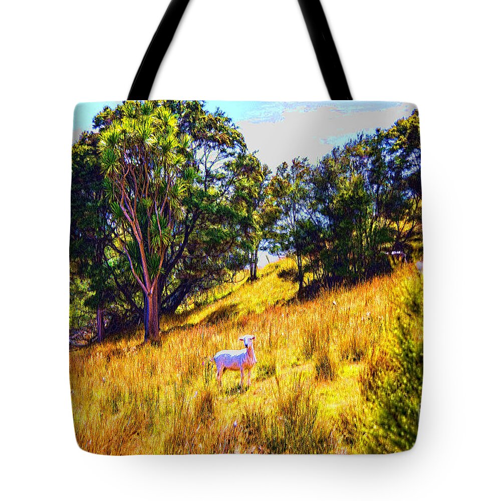 New Zealand Landscapes Hills Animals Tote Bag featuring the photograph Lost Lamb by Rick Bragan