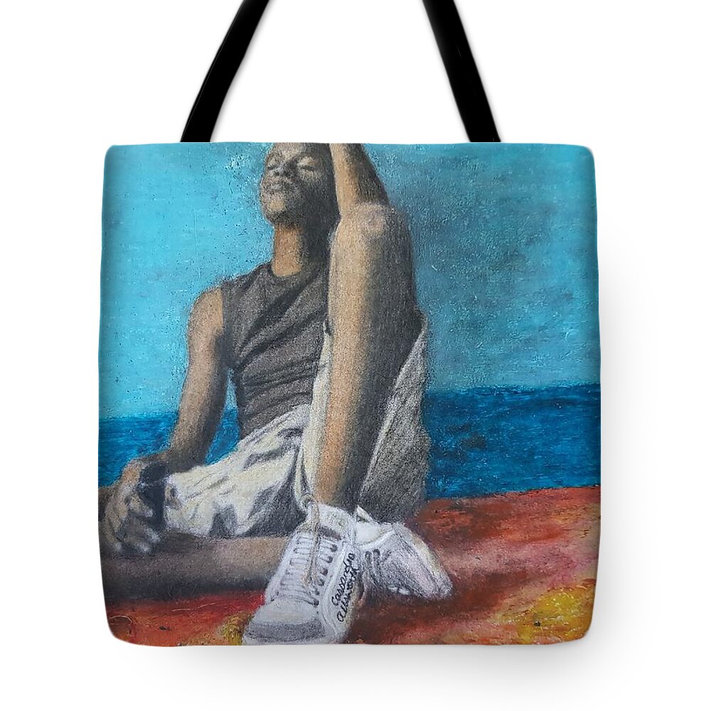 Human Figure Tote Bag featuring the drawing Lost Oasis by Cassy Allsworth