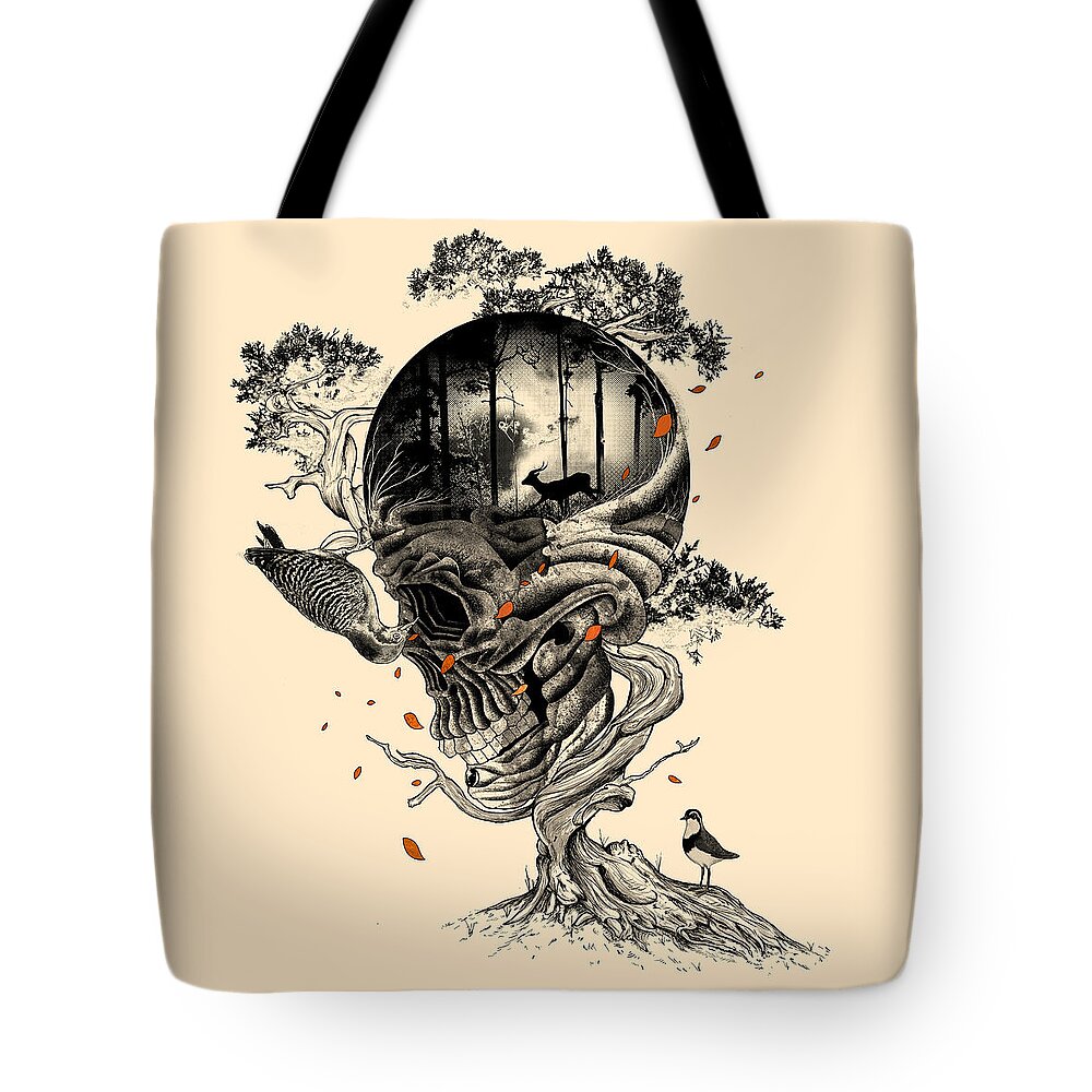Skull Tote Bag featuring the digital art Lost Translation by Nicebleed 