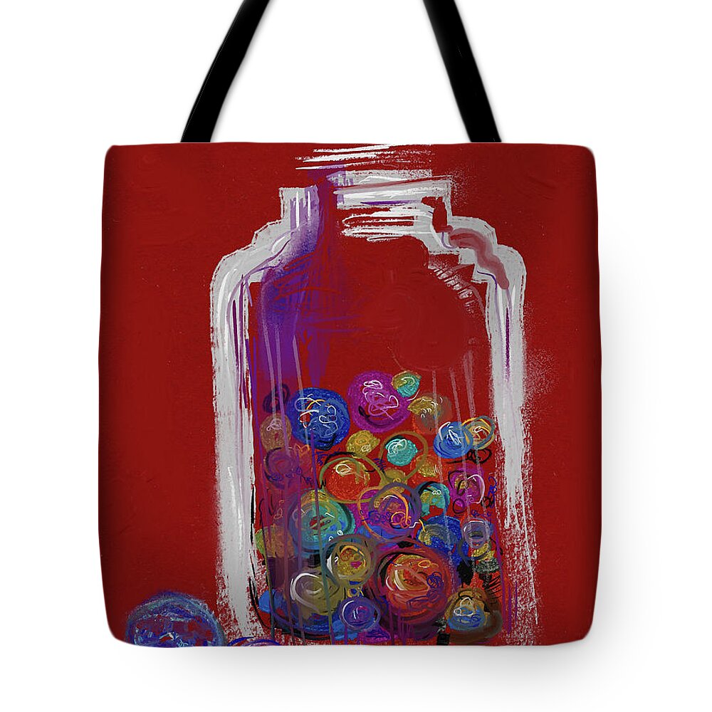 Marbles Tote Bag featuring the mixed media Lost your marbles? by Russell Pierce