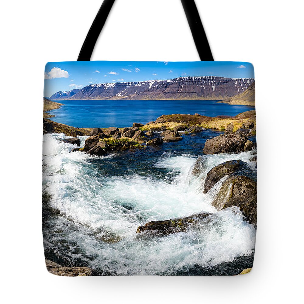 Iceland Tote Bag featuring the photograph Lots of water in the west fjords in Iceland by Matthias Hauser