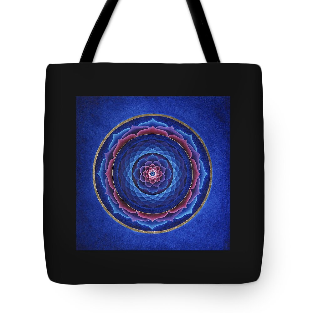 Mandala Tote Bag featuring the painting Lotus Eye by Erik Grind