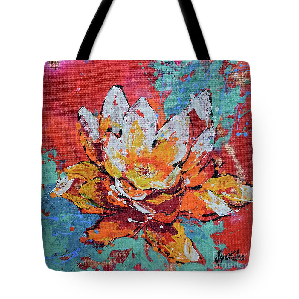  Tote Bag featuring the painting Lotus by Jyotika Shroff