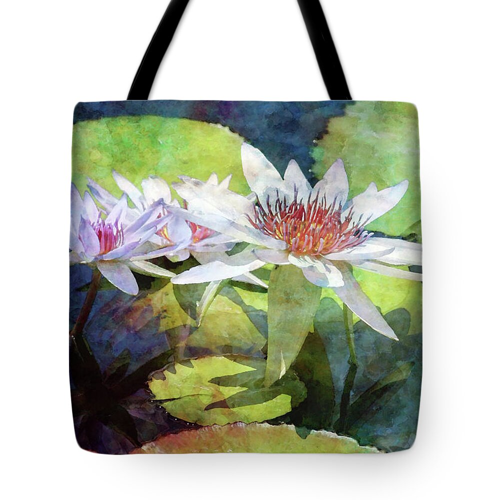 Lotus Trio Tote Bag featuring the photograph Lotus Trio 2923 IDP_2 by Steven Ward
