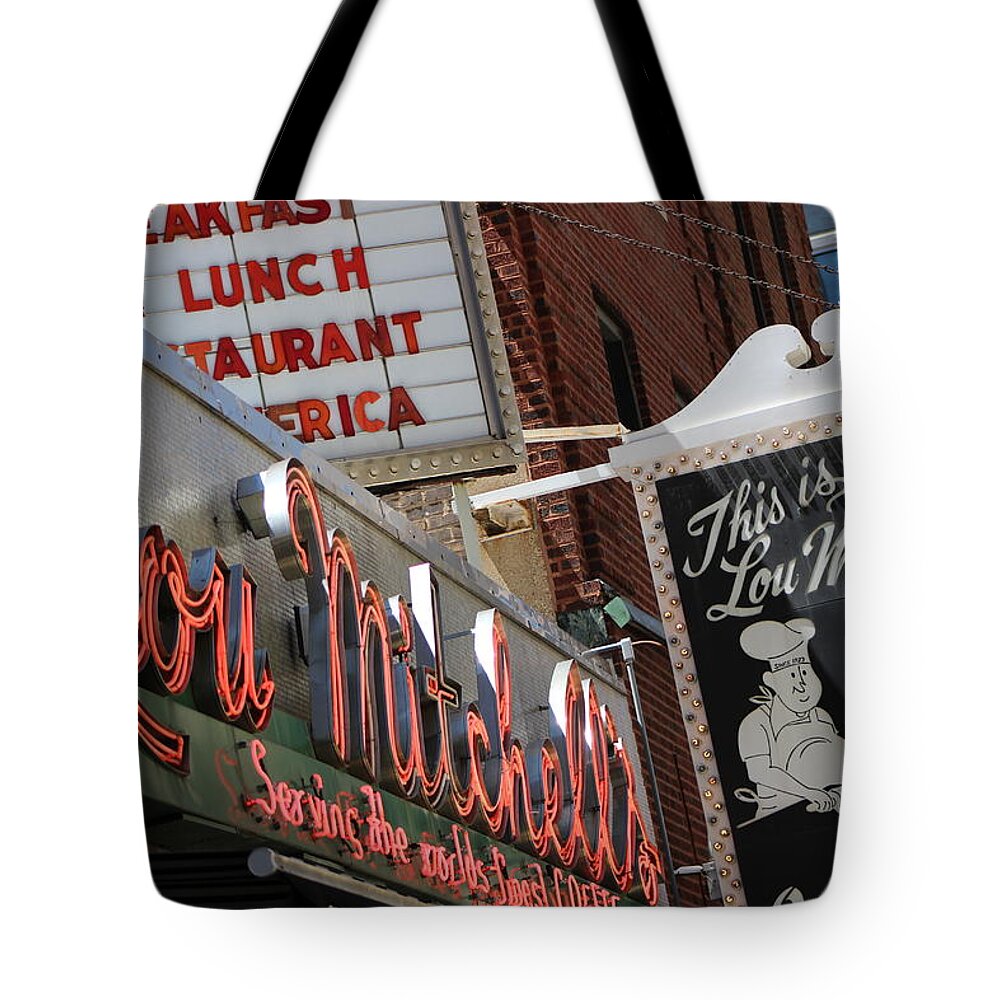 Lou Mitchell's Restaurant Tote Bag featuring the photograph Lou Mitchells Restaurant And Bakery Chicago by Colleen Cornelius