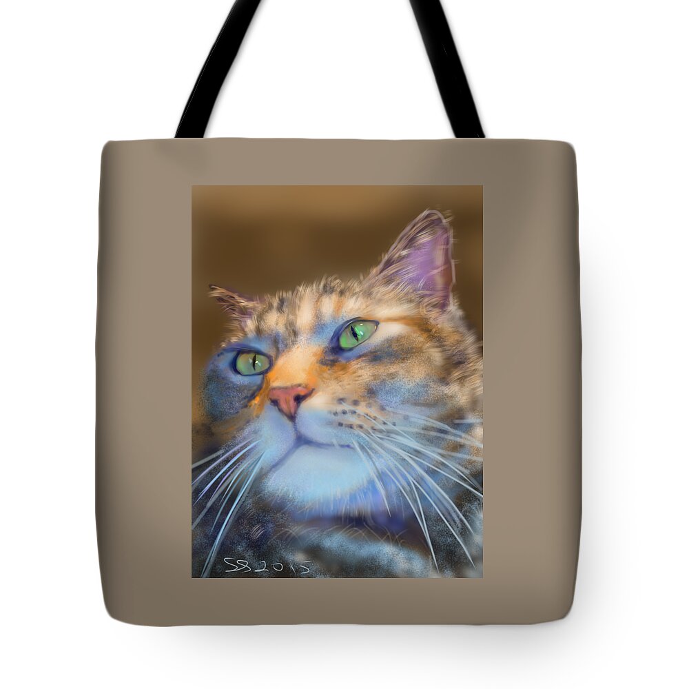 Cat Tote Bag featuring the painting LouAnne by Susan Sarabasha