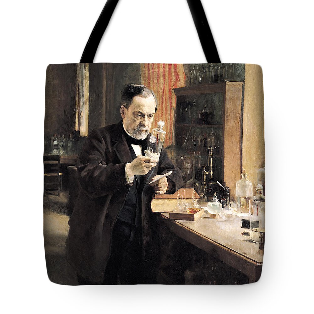 Pasteur Tote Bag featuring the painting Louis Pasteur by Albert Gustaf Aristides Edelfelt