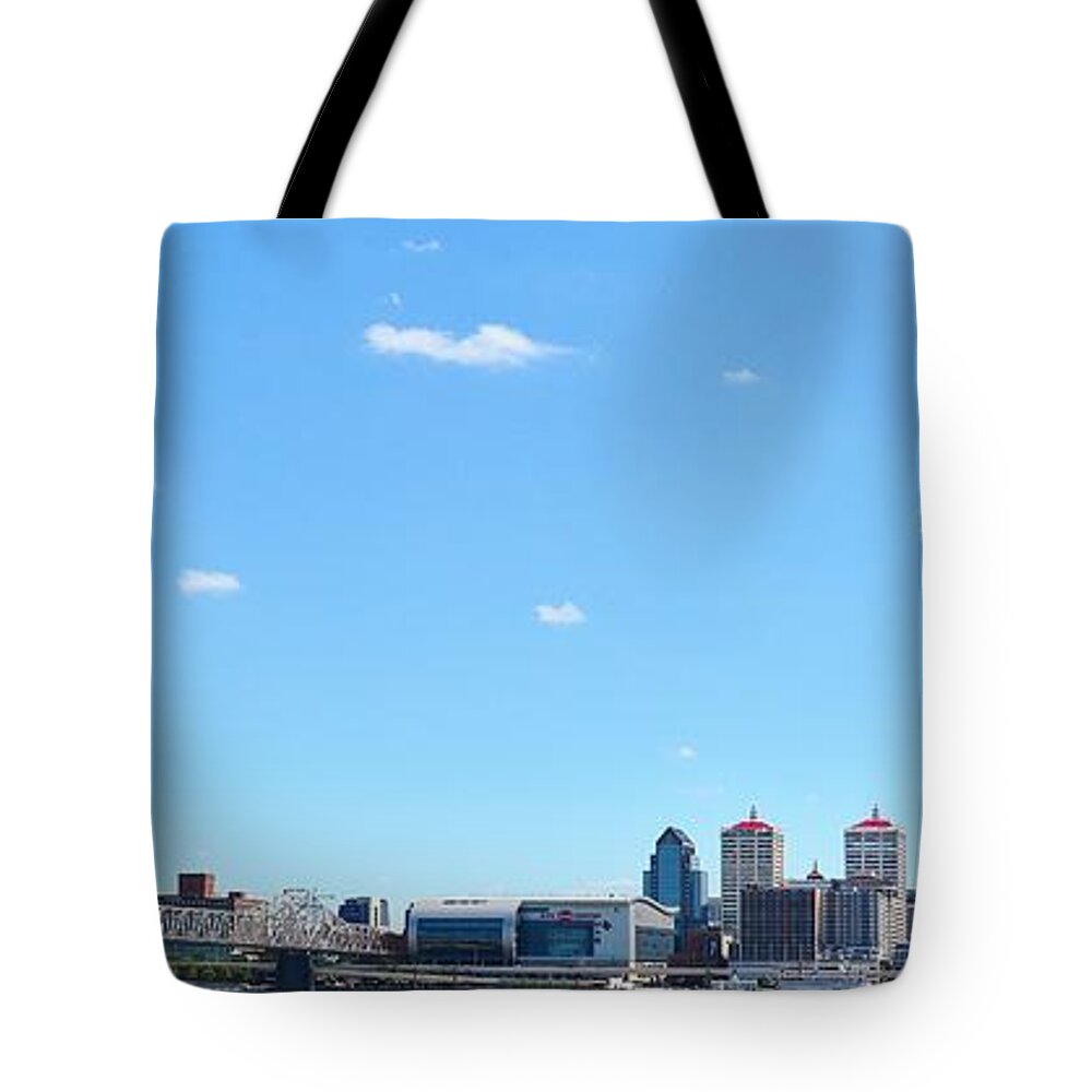 Louisville Tote Bag featuring the photograph Louisville Waterfront Panoramic by Stacie Siemsen