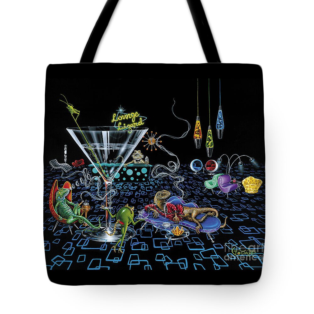 Retro Tote Bag featuring the painting Lounge Lizard by Michael Godard