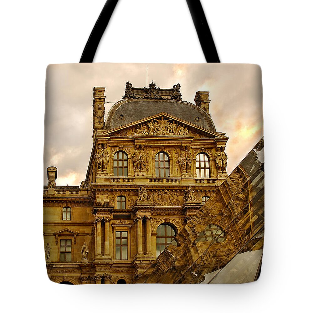Louvre Tote Bag featuring the photograph Louvre Reflection by Mick Burkey