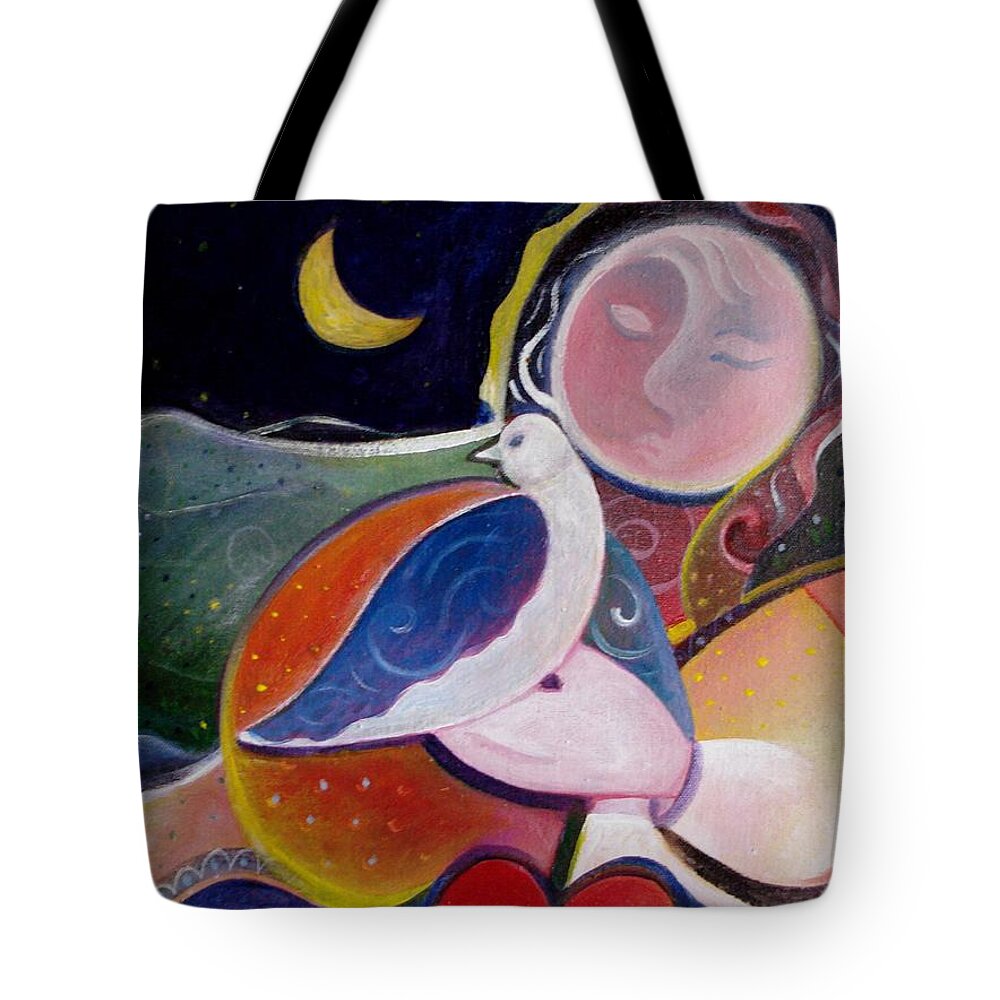 Love Tote Bag featuring the painting Love and Patience by Helena Tiainen